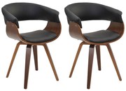 Kit 02 Cadeiras Decorativas para Escritório Recepção Ohana Fixa PU Sintético Preto G56 - Gran Belo