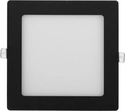 Plafon Led De Embutir Quadrado Preto 12W 6000K Moldura
