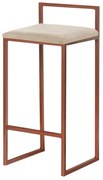 Banqueta Decorativa Jasmine Base Bronze Veludo Bege G41 - Gran Belo