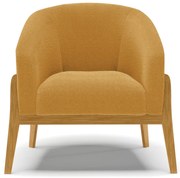 Poltrona Decorativa Base Madeira Stella Bouclê D03 - D'Rossi - Mostarda