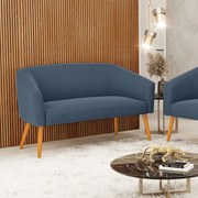 Namoradeira 02 Lugares Stella Suede Pés Palito Castanho D03 - D'Rossi - Azul Marinho