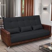 Sofá-Cama 2,00 m  3 Lugares Luxury - Linho Preto Compose Whisky