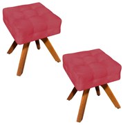 Puff Banqueta Decorativo Giratório MM30 Kit 2 Elisa Suede D03 - D'Rossi - Rose