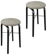 Kit 02 Banquetas Baixa Manu Suede Marrom Rato