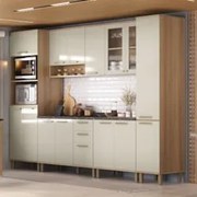 Armário Cozinha 6 Peças CP04 Com Tampo Nádia Mocca/Avelã L01 - Mpozena