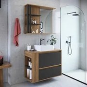 Gabinete Banheiro com Cuba e Espelheira Zeus Mel/Grafite F10 - Mpozena