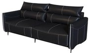 Sofá Austin Reclinável 2 Lugares Couro Preto Pés Em Aço 254cm - 69494 Sun House