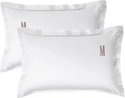 Jogo 2 Fronhas Trussardi Cetim 300 fios Galieno 50x90cm - Branco  Branco