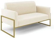 Sofá Namoradeira Base Industrial Alta Dourado Marisa Veludo D03 - D'Rossi - Bege