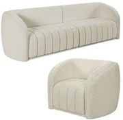 Sofá Decorativo 3 Lugares 252cm e Poltrona Meris M22 Boucle Cru - Mpoz