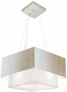 Lustre Pendente Duplo Quadrado Vivare Md-4157 Cúpula em Tecido 40x35cm Linho Bege / Branco - Bivolt
