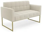 Sofá Namoradeira Base Industrial Dourado Ana Bouclé Bege - Ibiza