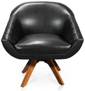 Poltrona Giratória Giovana Corano Preto Base Base Madeira MM30 - D'Rossi