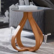 Mesa Lateral Apoio Para Sala Pé de Madeira Samba Off White E05 - Mpoze