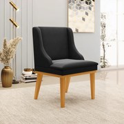 Cadeira de Jantar Liz Suede Preto Base Fixa Madeira Castanho D03 - D'Rossi