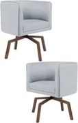 Kit 2 Poltronas Decorativas Base Ka Madeira Betina C-315 Linho Cinza -