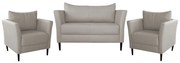 Conjunto Sofá 2 Lugares com 2 Poltronas Pés Palito Lubbock Couro Off White G58 - Gran Belo