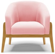 Poltrona Decorativa Base de Madeira kit 2 Stella Suede D03 - D'Rossi - Rosa Bebê