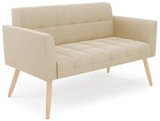 Sofá Namoradeira Elisa Suede Pés Palito Natural D03 - D'Rossi - Bege