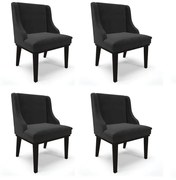 Kit 04 Cadeiras de Jantar Liz Veludo Base Fixa Madeira Preto D03 - D'Rossi - Preto