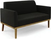 Sofá Namoradeira Base Madeira Castanho Maressa Suede Preto - Ibiza