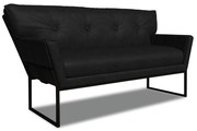 Sofá Namoradeira 2 Lug Industrial Pto Anitta Sintético PU D03 - D'Rossi - Preto