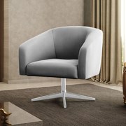 Poltrona Decorativa Giratória Cromada Stella Suede D03 - D'Rossi - Cinza