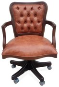 Poltrona Giratória Inglesa Detalhes em Capitonê Ajuste de Altura e Relax Design de Luxo