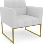 Poltrona Decorativa Base Industrial Dourado Ana Linho Cinza - Ibiza