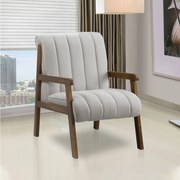 Poltrona Decorativa para Sala Base de Madeira Daline Bouclê E03 - D'Rossi - Cinza claro