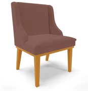 Cadeira de Jantar Liz Veludo Base Fixa Madeira Castanho D03 - D'Rossi - Rose