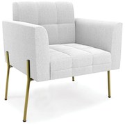 Poltrona Sala de Estar Pé de Ferro Dourado Elisa Bouclê D03 - D'Rossi  - Off White