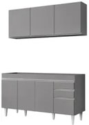 Armário Cozinha e Balcão Para Pia 150cm Marrocos Cinza      - Lumil