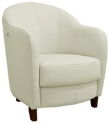 Poltrona Decorativa Sala de Estar Pés Madeira Kairós Couro Off White G03 - Gran Belo