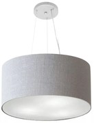 Lustre Pendente Cilíndrico Md-4185 Cúpula em Tecido 45x21cm Rustico Cinza - Bivolt
