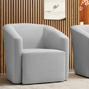 Poltrona Decorativa Base Giratória Stella Max Suede D03 - D'Rossi - Cinza