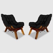 Conjunto 2 Poltrona Decorativa Costela Veludo Preto