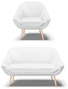 Kit 01 Namoradeira 02 Lugares e 01 Poltrona Giovana Corino Pés Palito Natural D01 - D'Rossi - Branco