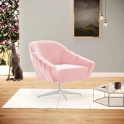Poltrona Giratória Giovana Suede Base Cromada D01 - D'Rossi - Rosa Bebê