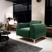 Kit 2 Poltronas Decorativas Sala de Estar Base de Madeira Euro Veludo Verde G15 - Gran Belo