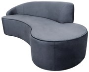 Sofá 3 Lugares Eros D07 Curvo 210cm Braço Esquerdo Veludo Cinza - D'Rossi