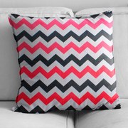 Capa para Almofada Tecido Estampado Zig Zag Rosa e Preto D103 42x42 Cm - D'Rossi