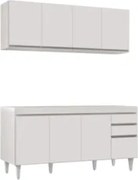 Armário Aéreo Nevada e Balcão Para Pia 160cm Arkansas Branco - Lumil