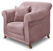 Poltrona Decorativa com 1 Almofada Armstrong Veludo Lilás G63 - Gran Belo