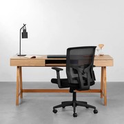 Conjunto Office - Escrivaninha Bardot com 2 Gavetas 1,65m Olmo + Cadeira de Escritório França Preto