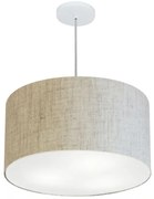 Lustre Pendente Cilíndrico Md-4250 Cúpula em Tecido 45x30cm Rustico Bege - Bivolt
