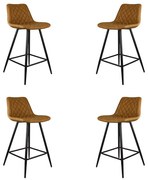 Kit 4 Banquetas Decorativas Magé PU Matelassê c/Apoio para os Pés Base em Aço Marrom G56 - Gran Belo