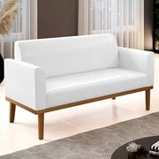 Sofá Namoradeira Base Madeira Castanho Maressa Sintético PU Branco - I
