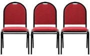 Kit 3 Cadeiras Hoteleiras Auditório Empilhável Linho Z33 Vermelho - Mp