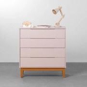 Cômoda Elfe 4 Gavetas com Pés Square Mel - Rosa Fosco